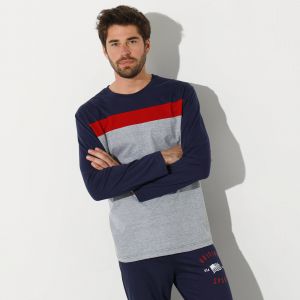 Tee-shirt Pyjama Tricolore Manches Longues - Blancheporte - Couleur Pyjama - Taille XL