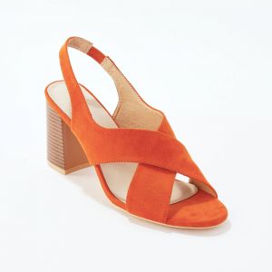 Sandales Croisées À Talon - Blancheporte - Couleur Orange - Taille 40