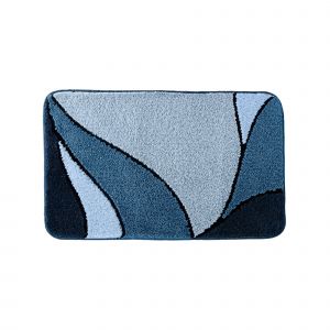 Tapis De Bain Motif Végétal - Blancheporte - Couleur Bleu - Taille Contour : 50x40cm