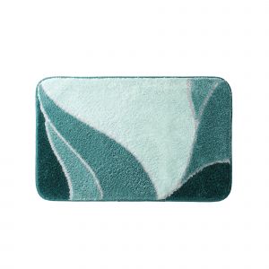Tapis De Bain Motif Végétal - Blancheporte - Couleur Turquoise - Taille Contour : 50x40cm