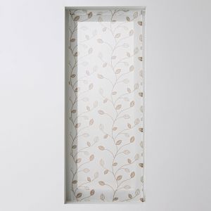 Vitrage Voile Motif Petites Feuilles - Finition Pattes - Blancheporte - Couleur Taupe - Taille Rideau : largeur 45 x hauteur 120cm