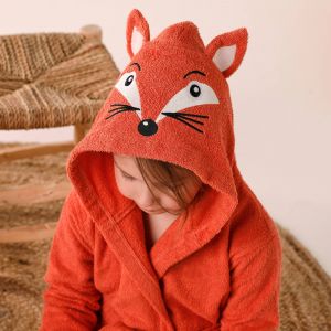 Peignoir De Bain Enfant Renard À Capuche Éponge Coton - 340 G/m² - Colombine des petits - Couleur Jaune - Taille Taille Unique