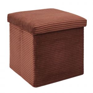 Coffre-pouf Pliable, Revêtement Tissu Côtelé - Blancheporte - Couleur Orange - Taille Unité