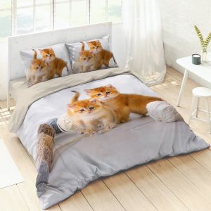 Linge De Lit Chaton Coton - Blancheporte - Couleur Blanc - Taille Housse de couette 2 personnes : 200x200cm