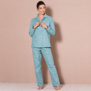 Pyjama Pilou Imprimé ''fleurs'' - Blancheporte - Couleur Bleu - Taille Taille Unique