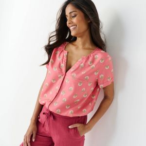 Chemisier Imprim&eacute; Bicolore, Manches Courtes - Blancheporte - Couleur Blouse - Taille 48