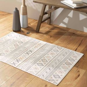 Tapis Style Berbère, Effet Soyeux - Blancheporte - Couleur Écru - Taille Tapis rectangulaire : 68x110 cm