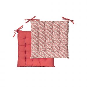 Galette De Chaise Réversible - Blancheporte - Couleur Orange - Taille Lot de 2 galettes de chaise : 40x40x5cm