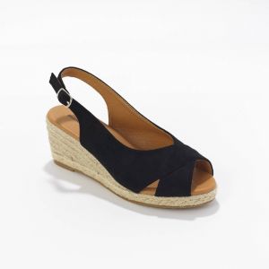 Sandales Compensées Corde À Talon Et Bout Ouverts - Blancheporte - Couleur Noir - Taille 36