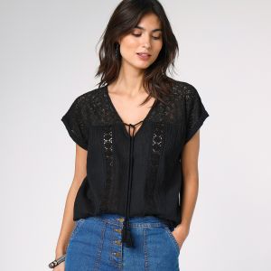 Blouse Macram&eacute;, Cr&eacute;pon Coton - Blancheporte - Couleur Blouse - Taille 42