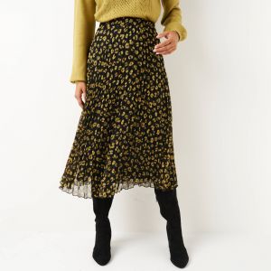 Jupe Longue Pliss&eacute;e, Voile Imprim&eacute; L&eacute;opard - Blancheporte - Couleur Jupe longue - Taille Taille Unique