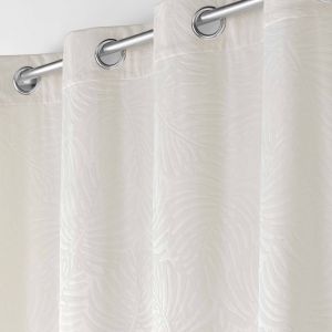 Rideau Occultant Velours Motif Feuilles - Blancheporte - Couleur Écru - Taille Rideau occultant : largeur 140 x hauteur 240cm