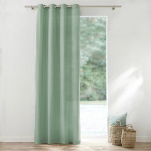 Rideau bachette uni tamisant oeillets - Rideau : Largeur 135 X Hauteur 260cm - Vert - Colombine - Couleur Rideau - Taille Rideau : largeur 135 x hauteur 260cm