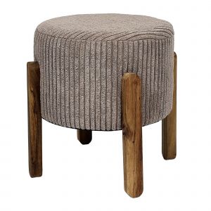 Tabouret Cylindrique, Pieds En Bois - Blancheporte - Couleur Gris - Taille Taille Unique