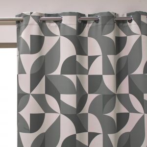 Rideau occultant imprim&eacute; graphique - Rideau : Largeur 140 X Hauteur 260cm - Vert - Colombine - Couleur Store et rideau occultant - Taille Rideau : largeur 140 x hauteur 260cm