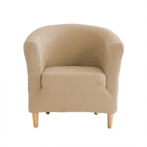 Housse Gaufrée Bi-extensible Fauteuil Cabriolet - Blancheporte - Couleur Taupe - Taille Housse de fauteuil