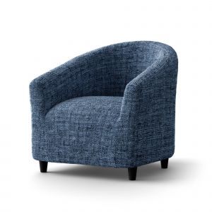 Housse Microfibre Bi-extensible Effet Faux Uni Spéciale Fauteuil Cabriolet - Blancheporte - Couleur Bleu - Taille Taille Unique