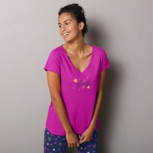 T-shirt De Pyjama Manches Courtes Imprimé Estrella - Blancheporte - Couleur Rose - Taille 52