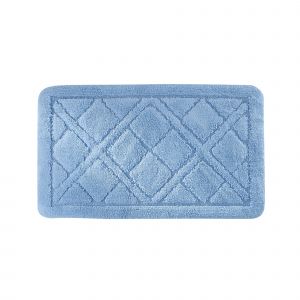 Tapis De Bain Losanges - Blancheporte - Couleur Bleu - Taille Contour : 50x40cm