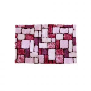 Tapis De Bain Mosaïque Toucher Peluche - Blancheporte - Couleur Violet - Taille Tapis de bain : 50x80cm