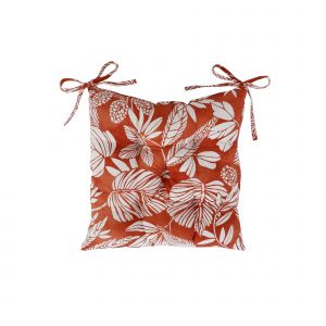 Galette De Chaise Carrée Imprimée - Blancheporte - Couleur Orange - Taille Lot de 2 galettes de chaise : 40x40X7cm
