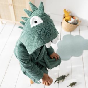 Peignoir De Bain D&eacute;guisement Enfant Dinosaure &Eacute;ponge Coton - 340g/m&sup2; - Colombine des petits - Couleur Peignoir - Taille Taille Unique