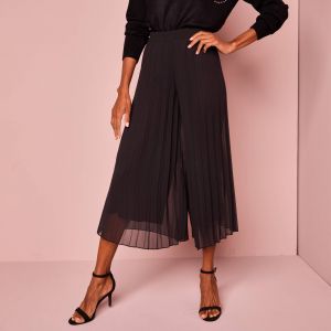 Pantacourt Taille &Eacute;lastiqu&eacute;e, Voile Pliss&eacute; - Blancheporte - Couleur Pantacourt et 7/8&egrave;me - Taille 38