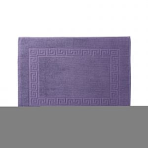 Tapis De Bain Éponge Liteau Motif Frise Grecque - Blancheporte - Couleur Violet - Taille Tapis de douche : 60x60cm