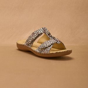 Mules cuir imprim&eacute; - largeur confort - 37 - Noir - P&eacute;diconfort - Couleur Mules - Taille 37