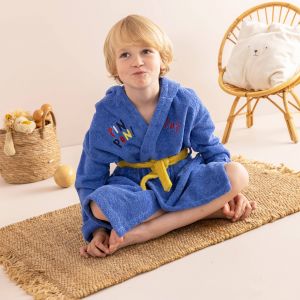 Peignoir de bain enfant personnalisable Pin-pon &agrave; capuche - 10/12 Ans - Bleu - Colombine Des Petits - Couleur Peignoir - Taille 10/12 ans