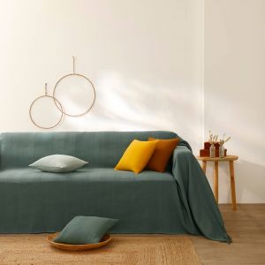 Plaid Ou Jeté Uni Coton Tissage Artisanal - Blancheporte - Couleur Vert - Taille Jeté 2 personnes : 220x250cm