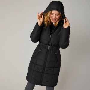 Doudoune longue ceintur&eacute;e - 40 - Noir - Colors&co - Couleur Doudoune - Taille 40