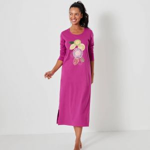 Chemise De Nuit Longue Imprim&eacute;e Rosaces - Blancheporte - Couleur Chemise de nuit longue - Taille 52