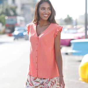 Chemisier Boutonn&eacute; Plumetis, Col V - Blancheporte - Couleur Chemisier - Taille 44