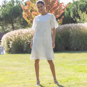 Robe Courte Broderie Anglaise - Blancheporte - Couleur Robe courte - Taille 48