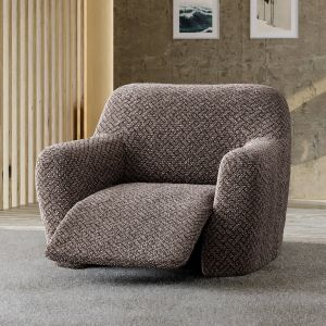 Housse Bi-extensible Microfibre Gaufrée Graphique Spéciale Relax - Blancheporte - Couleur Marron - Taille Housse fauteuil relax
