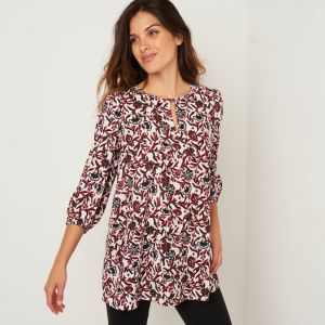 Tunique Fluide Imprim&eacute; Fleuri, Manches 3/4 - Blancheporte - Couleur Tunique - Taille 38