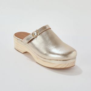 Sabots À Talon Cuir Et Bois - Blancheporte - Couleur Or - Taille 41