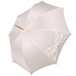 Parapluie de mariage crème - Noeud en dentelle blanche avec perles - Fabriqué à la main en Autriche