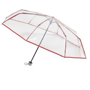 Parapluie pliant transparent pour femme - Bordure rouge