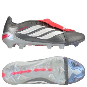 adidas Predator League Fold-over Tongue FG Finishers Steel - Argent&eacute;/Blanc/Lucid Red - Herbe naturelle (FG), pointure 38⅔ - ['Argent&eacute;'] - Taille 38⅔