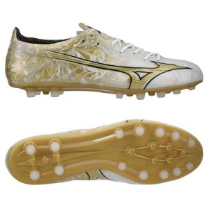 Mizuno Alpha Elite AG Prism Gold - Blanc/Doré/Noir - Herbe synthétique (AG), pointure 46 - ['Blanc'] - Taille 46