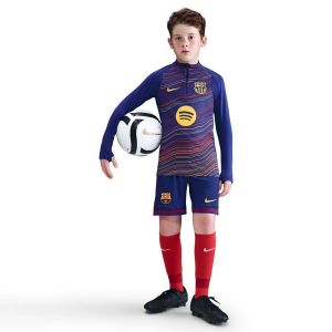 FC Barcelone Maillot d'Entraînement Dri-FIT Strike Drill Avant-Match - Bleu Marine/Or Enfant - Nike, pointure S: 128-137 cm - ['Bleu'] - Taille S: 128-137 cm