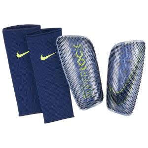 Nike Prot&egrave;ge-Tibias Mercurial Lite Superlock - Bleu/Bleu/Jaune Fluo, pointure Medium/150-170cm - ['Bleu'] - Taille Medium/150-170cm