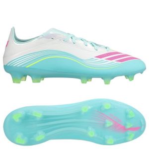 adidas F50 Messi Pro Fg Aurora Radiante - Blanc/rose/turquoise - Herbe Naturelle (Fg), pointure 40⅔ - ['Turquoise'] - Taille 40⅔