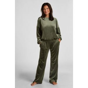 Hunkem&ouml;ller Pantalon de pyjama velours Vert - Taille XS