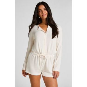 Hunkemöller Combinaison de pyjama courte en jersey côtelé Blanc - Taille XS