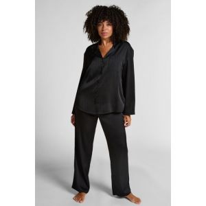 Hunkem&ouml;ller Pantalon &agrave; rayures en satin Noir - Taille S