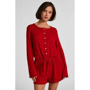 Hunkemöller Combinaison de pyjama courte en jersey côtelé Rouge - Taille S