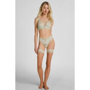Hunkem&ouml;ller Bas Autofixants 15 Deniers Dentelle Vert - Taille S/M